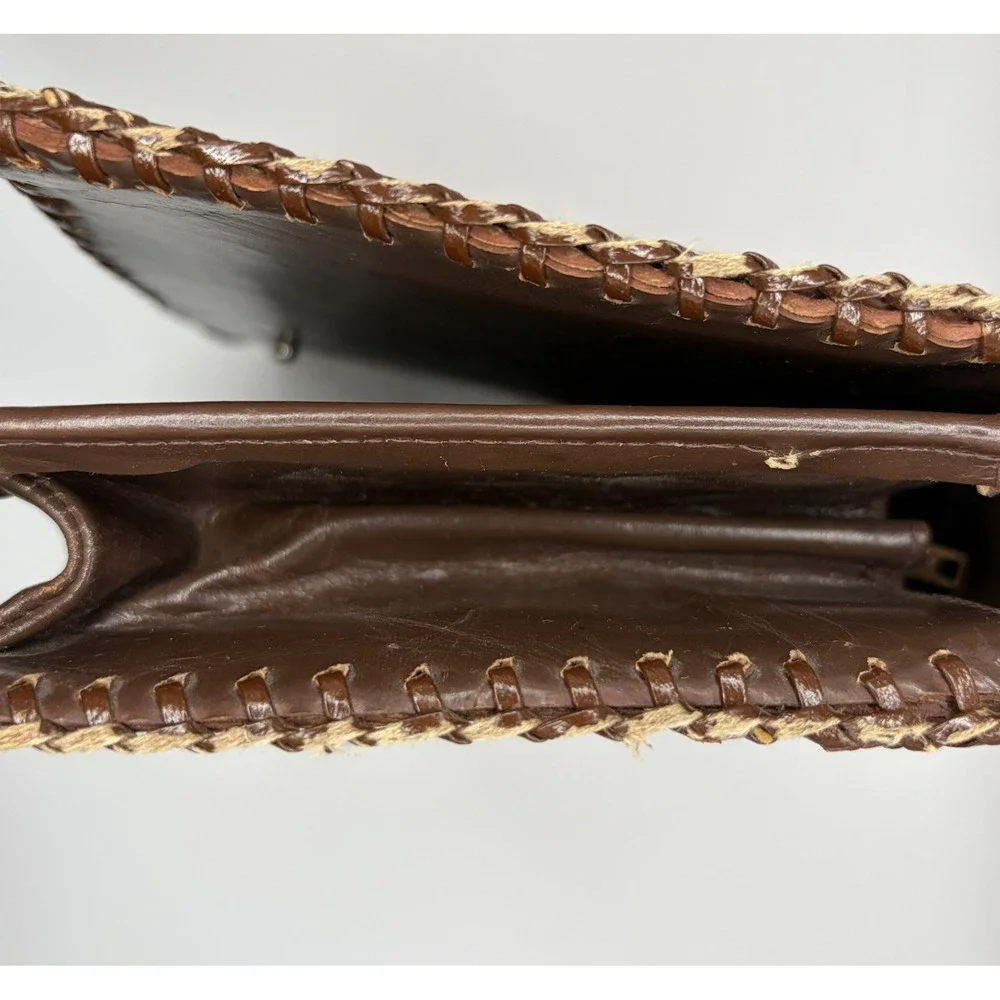 Vintage Genuine Alligator Handbag Made in Cuba Brown Exotic Leather Whipstitch